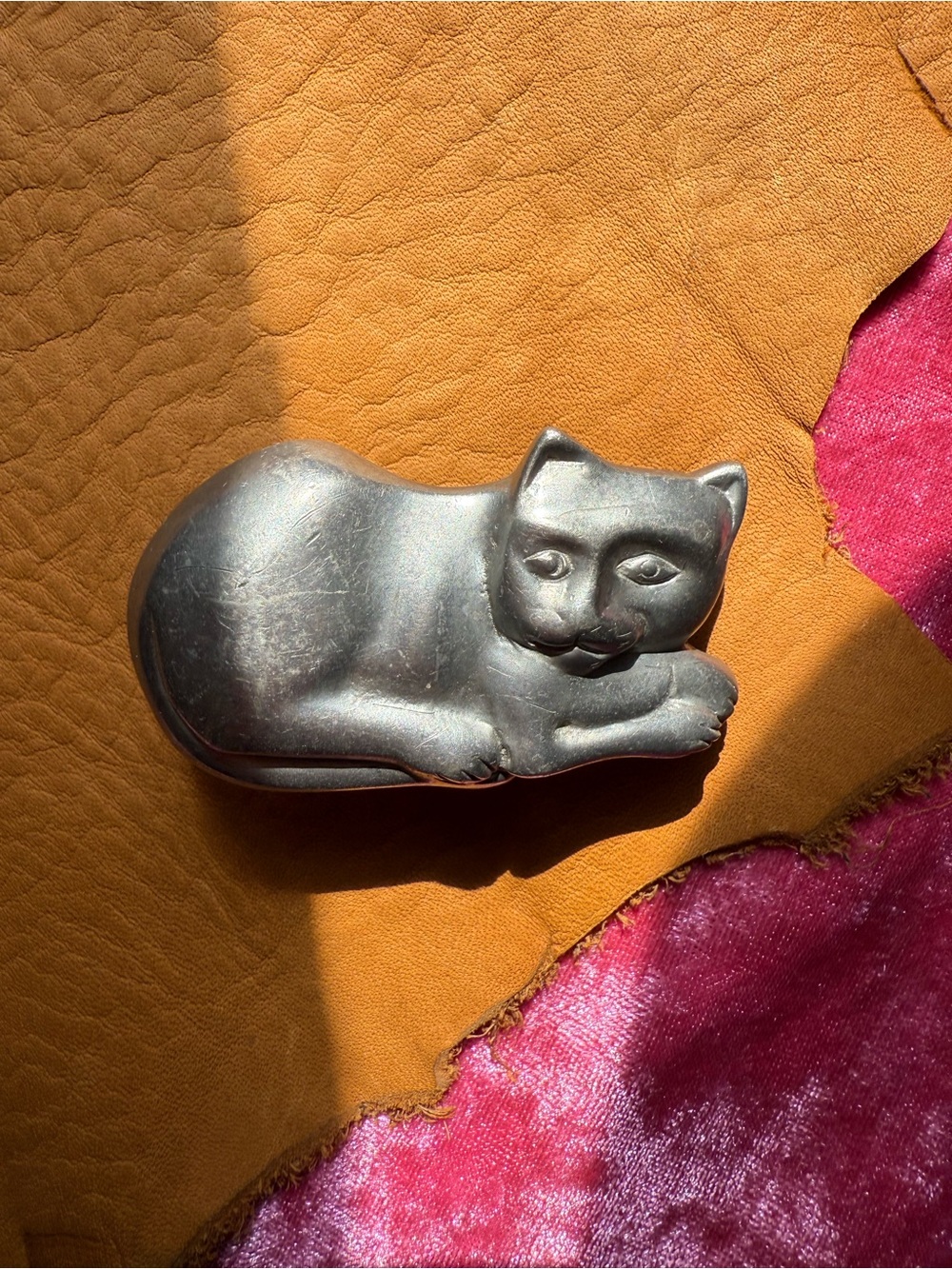 Vintage Silver Metal Cat Belt Buckle